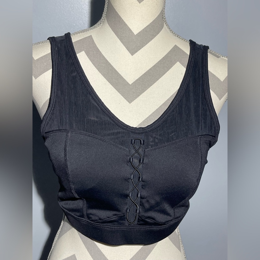 Fabletics Black Lace-Up Crop Top